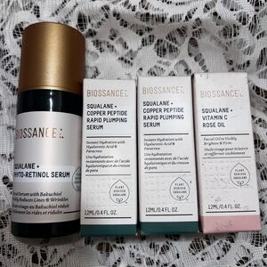 biossance phyto-retinol serum & copper peptide & rose oil bundle